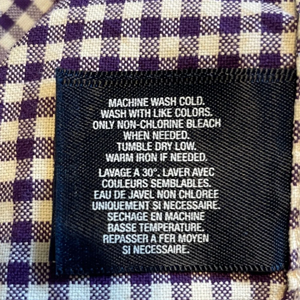 Ralph Lauren Boys Button Down Shirt Size 6 Purple White Gingham Pony Logo